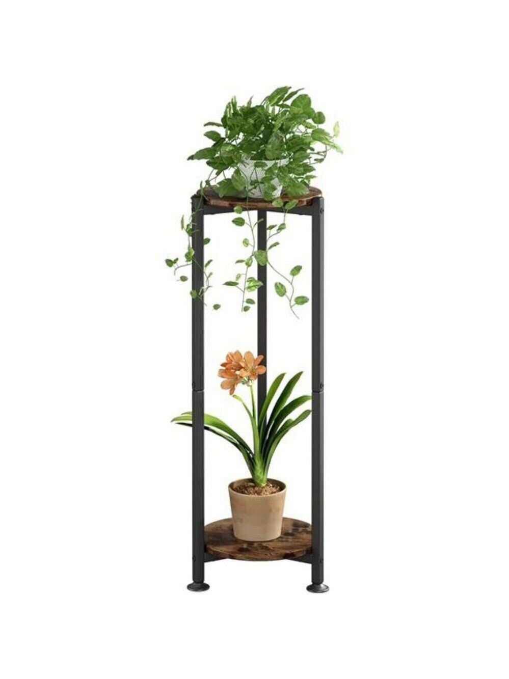 Tall 2 Tier Metal Indoor Plant Stand Shelf for Living Room Balcony Garden